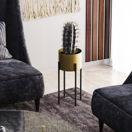 Aberto Design Maceta Decorativa GED-026-A Negro y Dorado